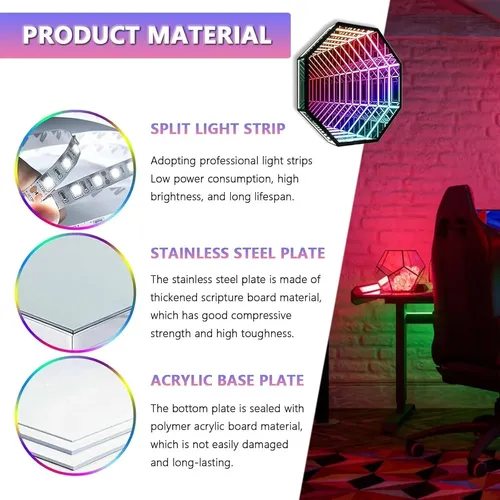 Luz Led Espejo Infinito 30cm Multicolor Para Ambiente