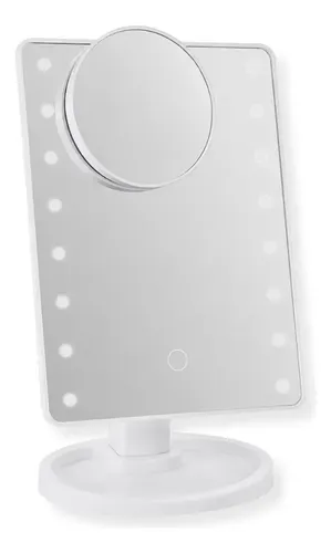 Espejo Maquillaje Led Con Luz Espejo Cosmético Funciona USB Pilas Incluye Cable Carga Mini Espejo Desmontable con Aumento