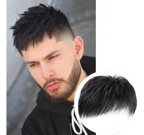 Peluca Corta Para Hombre Natural Negra Resistente