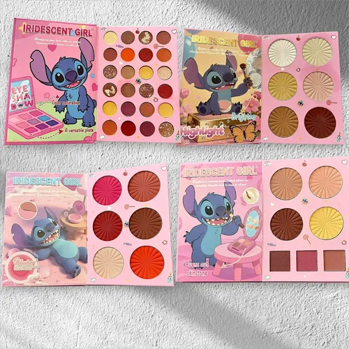 Kit De Maquillaje Libro Sombras Stitch +brochas+ Mascarillas