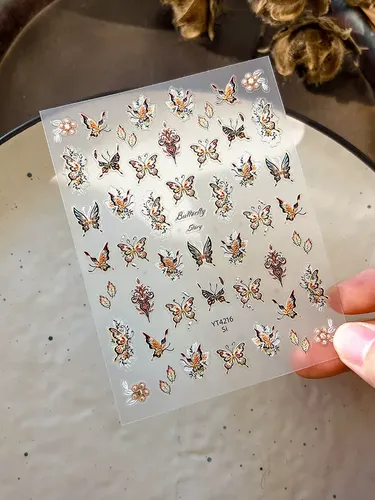 Pegatinas De Uñas Con Mariposas En Relieve Estilo Étnico De