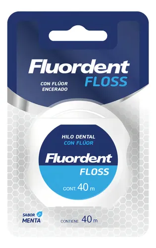Hilo Dental Encerado Fluordent 40m Con Flúor Resistente Deshilachado
