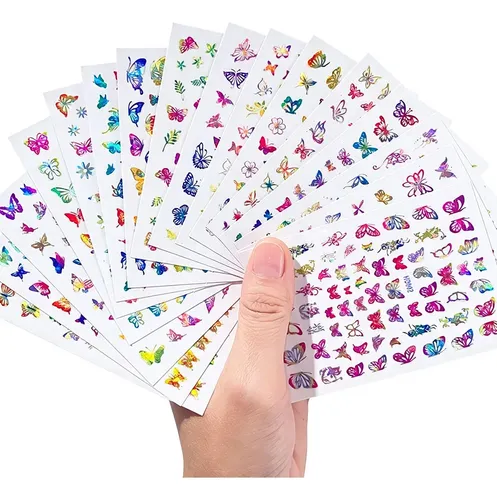 Stickers Uñas Mariposa Holográficos 16 Hojas