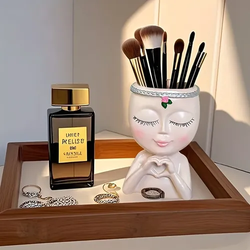 Porta Brochas De Maquillaje Y Maceta Decorativa Figura Chica
