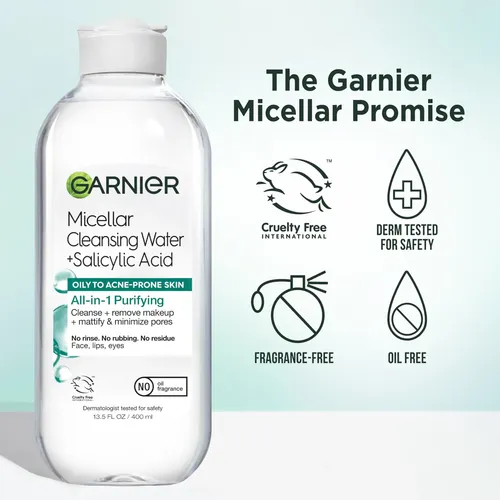 Agua Micelar, Ácido Salicílico Garnier, 400 Ml, Paquete De 2