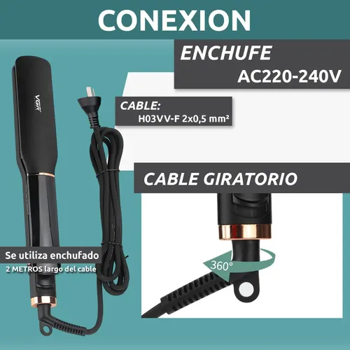 Planchita Rizadora Profesional Pelo Vgr V-519c 7 Niveles Negro