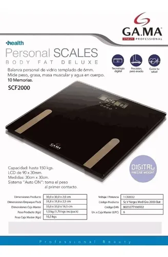 Balanza Digital Vidrio Precisa Hasta 150kg Gama Scf-2000 12c