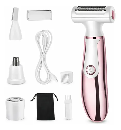 Depiladora 4 En 1 Usb Mujer Afeita Cuerpo, Rostro, Axilas Rosa