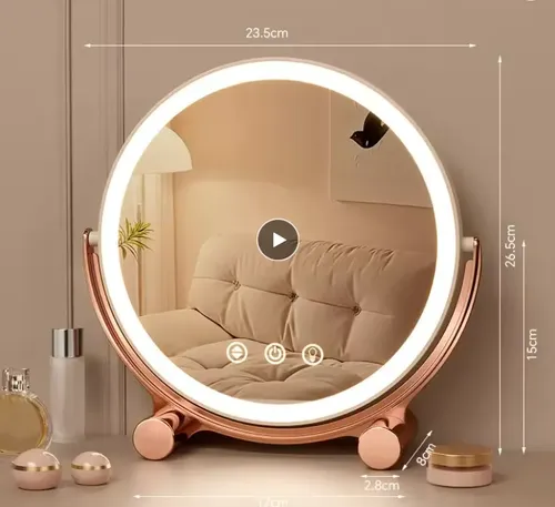 Espejo Redondo Cosmetic Mirror Con Luces Led Batería