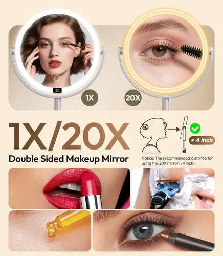 Espejo De Maquillaje Glowtop Iluminado 7  Con Aumento 1x/20x
