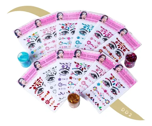 Strass Stickers Cristales Autoadhesivos Faciales Tatto X6