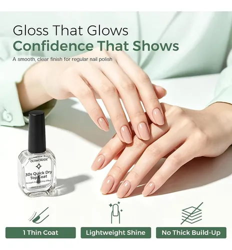 Top Coat De Uñas Glamnail 0.5 Oz Secado Rápido Brillo Gel