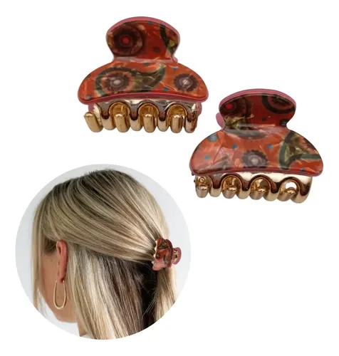 Broches Pelo Hebillas Ganchos Clips Colores Por Par Color Naranja Oscuro