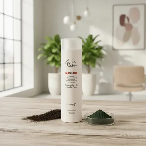 Crema De Peinar Sin Enjuague Antifrizz Protector Térmico, Espirulina Desenreda Reconstruye/Repara pelos dañados por su alto contenido proteico y aminoácidos Producto Profesional 250Mls LineUp