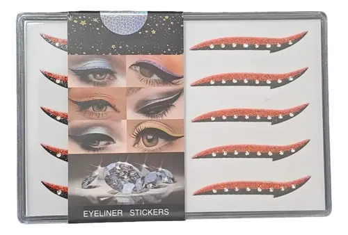 Combo X10 Delineadores Adhesivos Glitter Con Brillos 5 Pares Variados Glitter