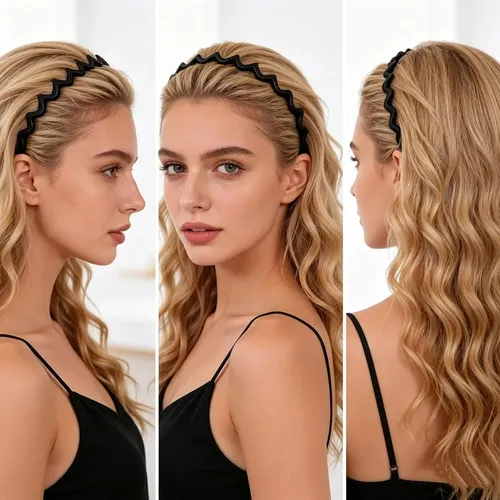 Diademas Zigzag 2 Piezas, Onduladas Antideslizantes Unisex