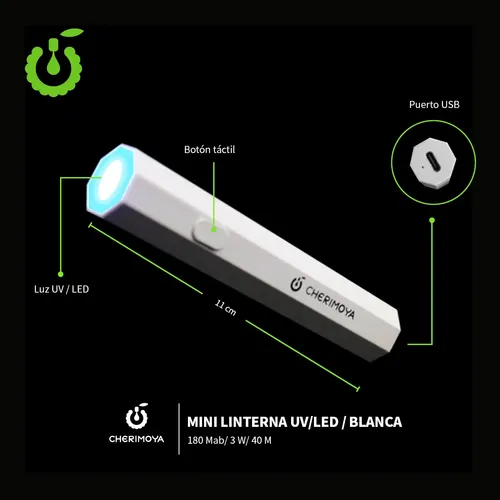Mini Lampara Uv/led 3w Cherimoya Linterna Portátil P/uñas