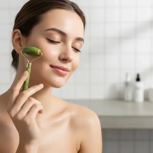 Masajeador Doble Rodillos De Piedra Jade Facial Corporal