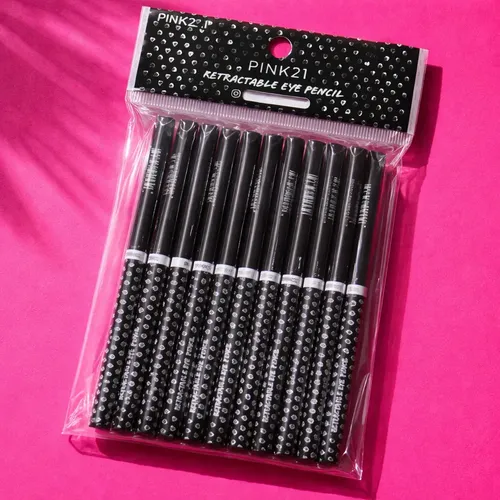 Lapiz Delineador Ojos Negro Retráctil Pink21 Pack X 12 Unid