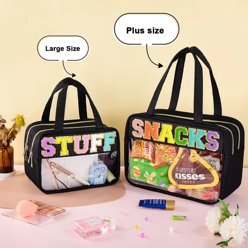 Bolsa De Maquillaje Simboom Chenille Letter Clear Impermeabl