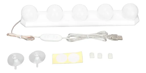 Espejo De Tocador Led, 5 Bombillas Regulables, 3 Modos De Co