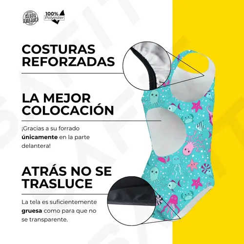 Combo Malla Nena Cloro Friendly Pileta + Gorro + Antiparras