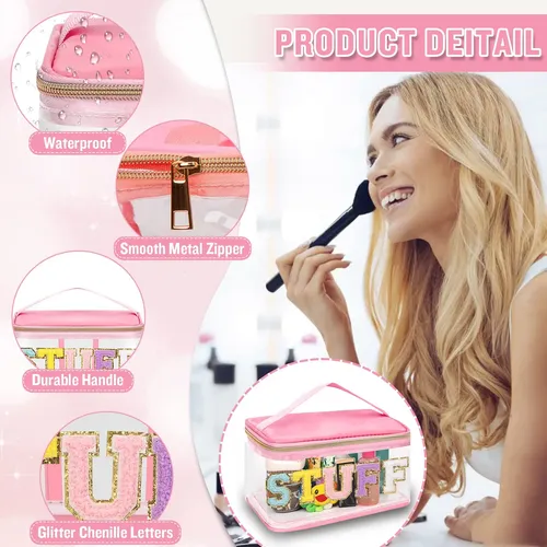Bolsa De Maquillaje Izuzta Preppy Patch Chenille Letter Clea