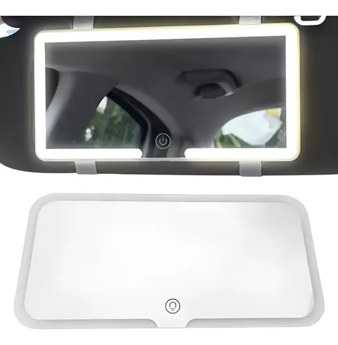 Espejo para Maquillaje con Luz LED para Auto, Recargable USB