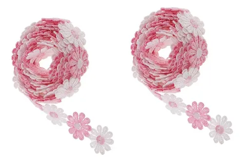 4 Yardas, Rosa, , 25 Mm, Cinta De Encaje De Margarita