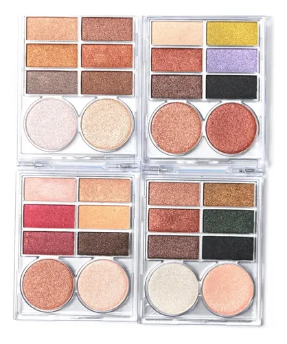 Set 4 Paletas Sombras Para Ojos Brillantes Glow Vibes Skora