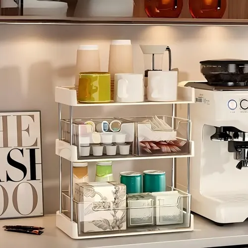 Organizador Maquillaje Acrílico 3 Niveles Con Cajón Transparent
