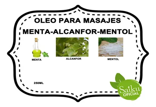 Oleo Para Masajes Relajantes Menta Alcanfor Mentol 250c Caba