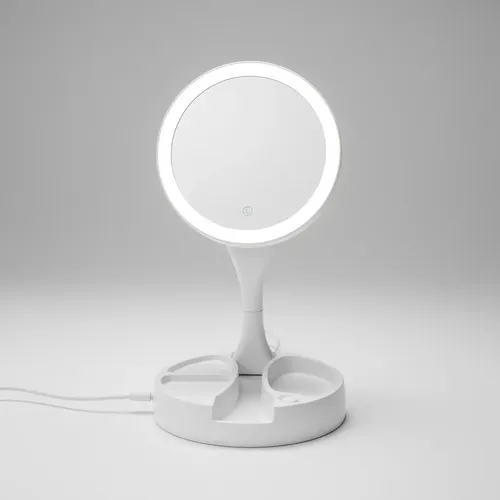 Espejo Led Maquillaje Con Luz Usb Pilas Plegable Redondo