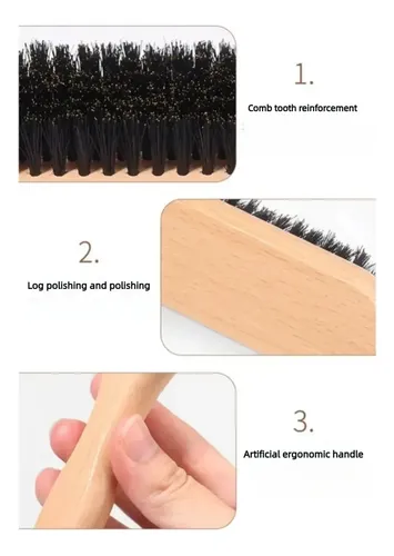 Cepillo De Madera Con Cerdas Duras Para Barba Y Pelo