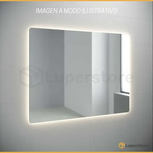 Espejo Rectangular Led Touch Colgar Luz Fria Baño Tactil