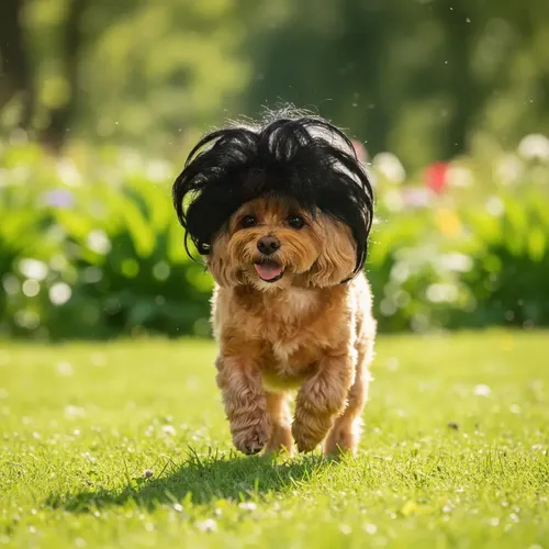 Peluca Para Mascotas Pelo Negro Cotillon X1u