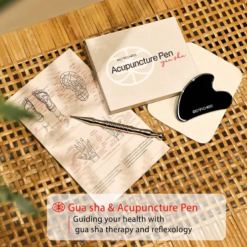 Set De Escultura Facial Rena Chris Acupunture Pen Gua Sha