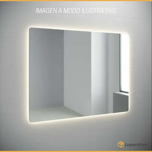 Espejo Rectangular Led Touch Colgar Luz Fria Tactil Baño