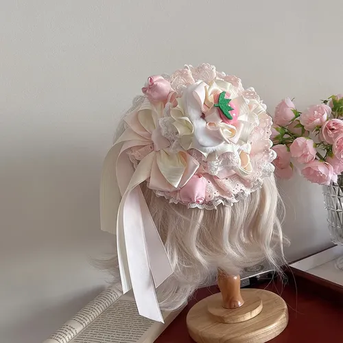 Horquilla Rosa Lolita Con Forma De Tarta De Fresas