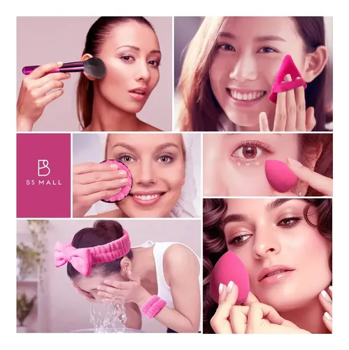Kit De Brochas Maquillajes 30piezas Skincare Esponja Bs Mall Color Rosa