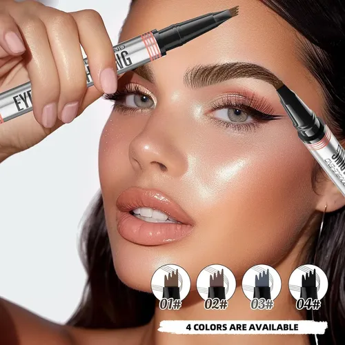 Lápiz De Cejas 2 En 1 Marrón Impermeable Con Gel Y Cepillo