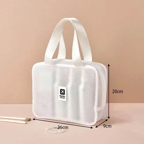 Bolsa De Maquillaje De Malla De Gran Capacidad, Bolsa Transp
