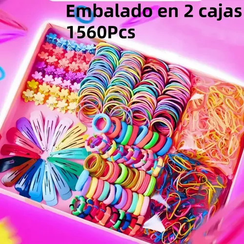 1560 Piezas De Scrunchies, Diademas Y Accesorios Para Cabell Multicolored Mixed / Solid And Patterned Pieces