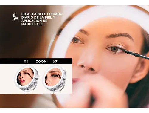 Espejo Cosmetica Maquillaje Led Gadnic Aumento X7/x1 360