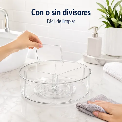 Bandeja Giratoria Transparente 30 Cm Con 4 Divisiones