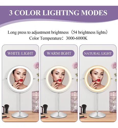 Espejo De Maquillaje Ffowcye 8 Luces Con Aumento De 1x/10x