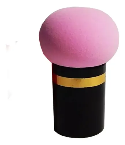 Esponja De Maquillaje Blender Redonda Con Base Color Rosa