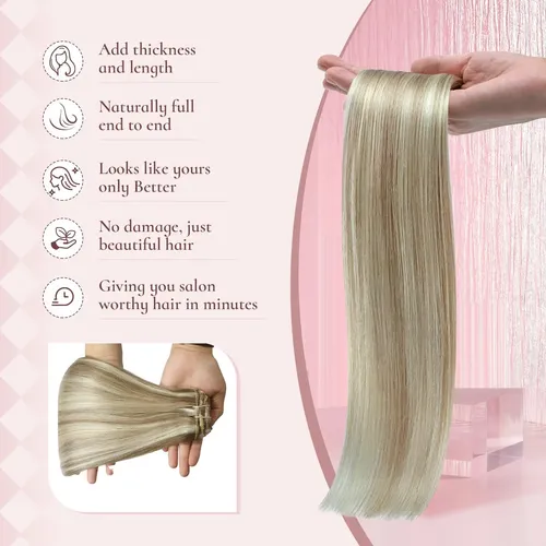 Extensiones De Cabello Humano Real 55cm 7pcs 105g #16p22