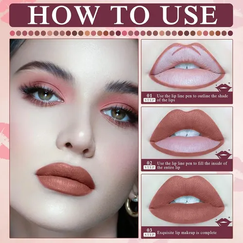 Set De 6 Lápices De Delineado De Labios Nude Brown Teihwal