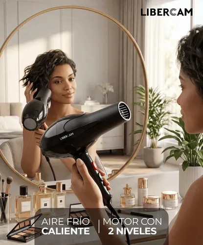 Secador De Pelo Cabello LIBERCAM RSEC-02 Frio Caliente 2 Velocidades 1800W Color Negro